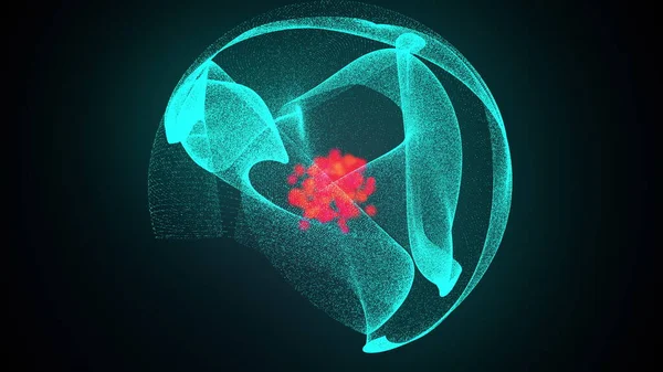 Esfera de véu com um ponto brilhante no centro, gerado por computador. 3d renderização abstrato fundo com bola mágica — Fotografia de Stock