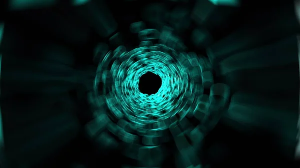 Tunnel con macchie luminose sfocate, generato al computer. 3d renderizza sfondo astratto — Foto Stock