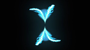 Uzun yıldırımlar karanlıkta rastgele daireler çiziyor. 3d oluşturma arkaplanı, bilgisayar oluşturma