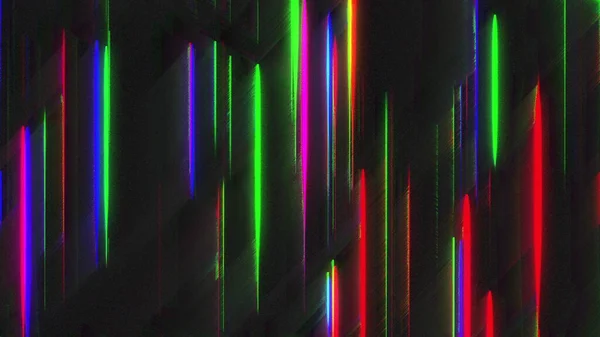 Bandas de aberración cromática generadas por computadora. Pixel ruido multicolor. 3d representación fondo abstracto — Foto de Stock
