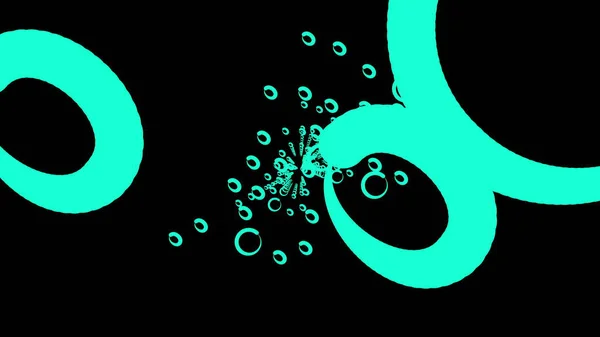 Anéis voadores caóticos no espaço, gerados por computador. 3d círculos traço de renderização. Contexto abstrato — Fotografia de Stock