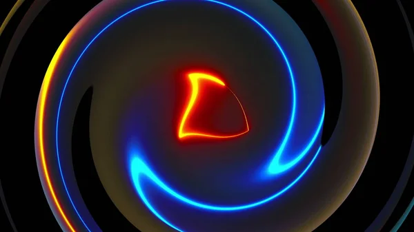 Комп'ютер створив абстрактний тло повороту. 3D візуалізація кругового злиття неонових кольорових ліній . — стокове фото