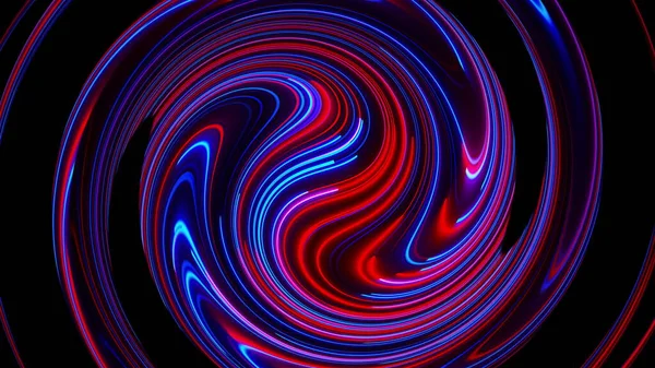 Computer generated abstract twist background. 3D rendering circular merger of neon color lines. — Stock Photo, Image