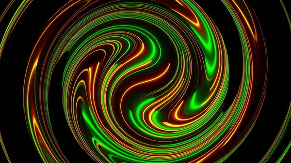 Созданный компьютером абстрактный фон. 3D рендеринг кругового слияния неоновых цветовых линий . — стоковое фото