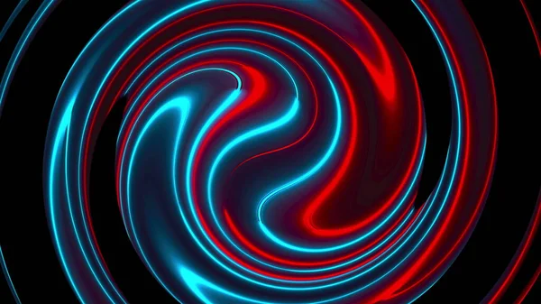 Computer generato sfondo twist astratto. Rendering 3D fusione circolare di linee cromatiche al neon . — Foto Stock