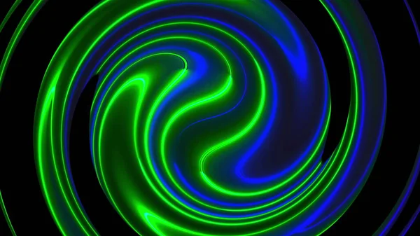 Computer generato sfondo twist astratto. Rendering 3D fusione circolare di linee cromatiche al neon . — Foto Stock