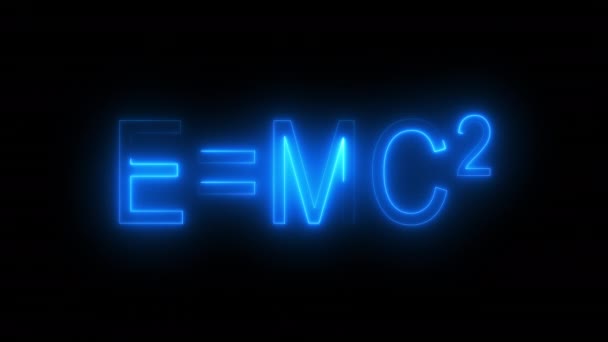 Надпись E mc2, созданная компьютером. 3D-рендеринг физической формулы Альберта Эйнштейна. Научная графика — стоковое видео