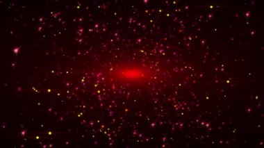 Işık kaynağı ve birçok renkli ışıltı ve parçacıklar. 3D görüntüleme. Bilgisayar tarafından oluşturulan zarif arkaplan