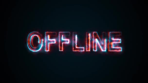 La palabra Offline en una pantalla en Internet. Inscripción en llamas. 3d renderizado de texto. Fondo web generado por ordenador — Vídeos de Stock