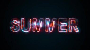 Yazı: Summer, bilgisayar üretimi. Yazı yakıyor. Büyük harflerle. 3d biçimlendirme modern arkaplan