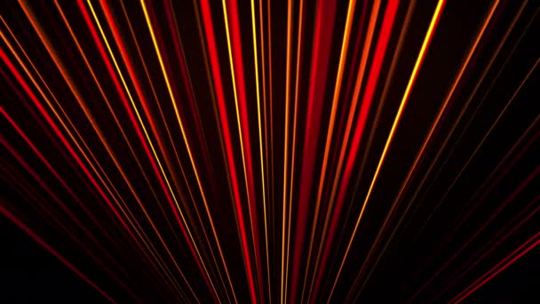 Абстрактный неоновый свет линий прожекторов, сгенерированный компьютером. 3D рендеринг абстрактного фона с цветными лучами — стоковое видео