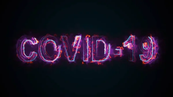 Computer generated the inscription COVID-19. Burning word warns about coronavirus danger. 3d rendering of pandemic concept. Graphic background — Stock Photo, Image