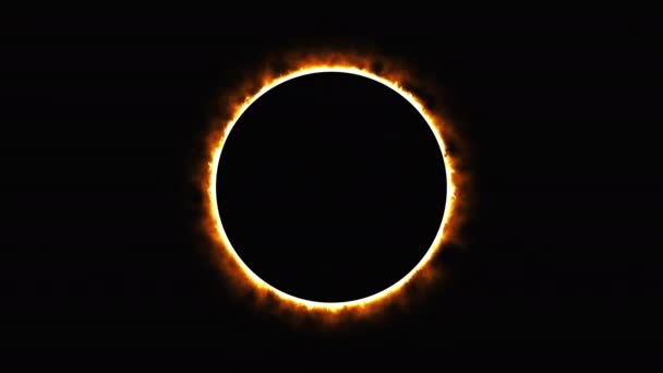 Eclipse solar, generado por computadora. Ardiente anillo de fuego, portal, puerta. 3d representación de fondo fantástico . — Vídeo de stock