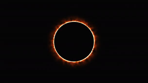 Сонячне затемнення, створений комп'ютером. Вогняне кільце, портал, ворота. 3D візуалізація фантастичного фону . — стокове відео