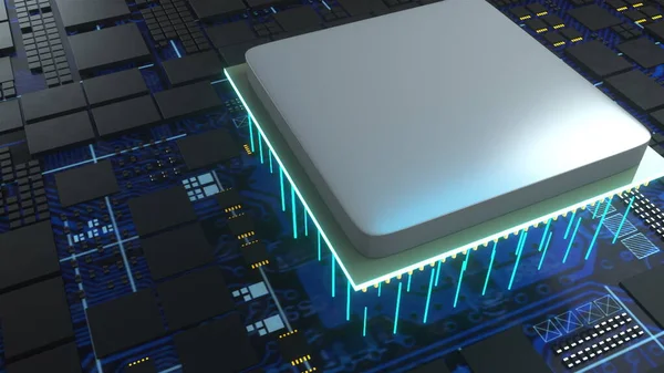 Central Computer Processors, computer generated. 3d rendering of CPU concept. The technological background.