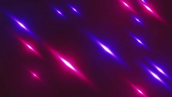 Raios de luz de cores diferentes piscam aleatoriamente em um escuro. Computador gerado fundo 3d renderização — Fotografia de Stock