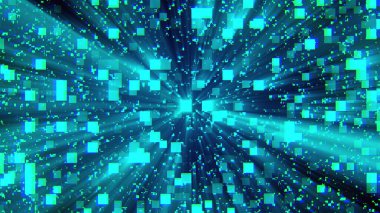 Teknoloji ve veri işlemenin 3 boyutlu canlandırması. Bilgisayar tarafından oluşturulan modern bilgi arkaplanı