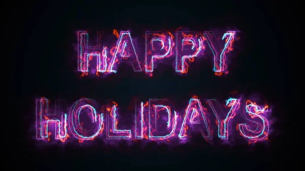 De inscriptie Happy Holidays, computer gegenereerd. Brandende inscriptie. Hoofdletters. 3d weergave gelukwensen achtergrond — Stockfoto
