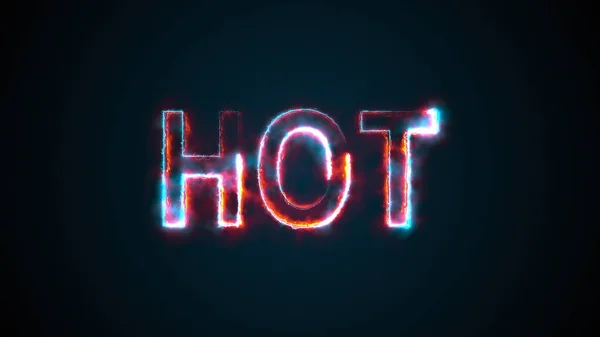 La parola Hot, generata dal computer. Iscrizione in fiamme. Lettere maiuscole. 3d rendering sfondo benvenuto — Foto Stock