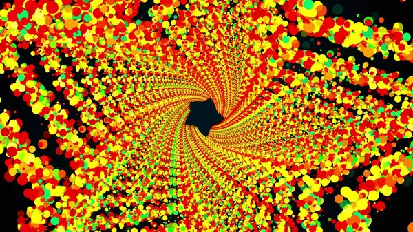 Stjärnringar av färgglada runda partiklar bildar en ändlös tunnel, datorgenererad. 3D-återgivning av ljus glänsande bakgrund — Stockfoto