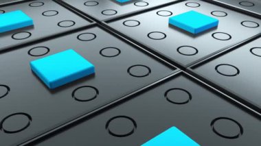 Tekrarlayan geometrik elementlerle soyut yüzey, dijital bileşimin üç boyutlu canlandırması. Bilgisayar tarafından oluşturulan izometrik arkaplan
