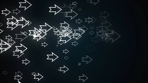 Fondo abstracto generado por computadora. Montones de flechas de neón contorno, representación 3D — Foto de Stock