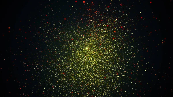 De petites particules aléatoires. 3d rendu de poussière d'or. Contexte généré par ordinateur — Photo