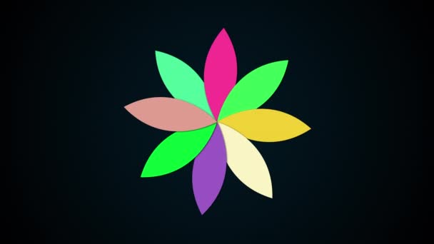 Компьютер создал современный фон из разноцветного цветка с лепестками. Красочный рисунок. 3D рендеринг — стоковое видео