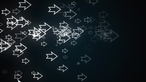 Fondo abstracto generado por computadora. Montones de flechas de neón contorno, representación 3D — Vídeo de stock