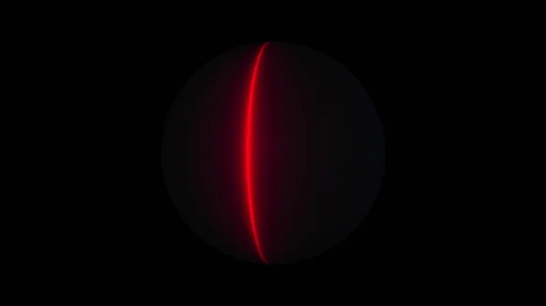 Abstrakter Hintergrund mit Neon-Kugel, computergeneriert. 3D-Darstellung dunkler Ball mit bunten Ringen — Stockfoto