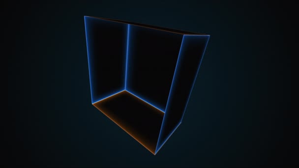 Salle au néon abstraite, générée par ordinateur. 3d rendu fond abstrait avec des facettes colorées — Video