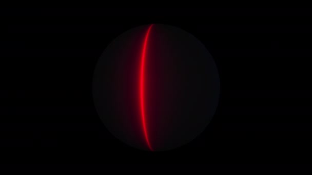Fond abstrait avec sphère néon, généré par ordinateur. 3d rendu boule sombre avec des anneaux colorés — Video
