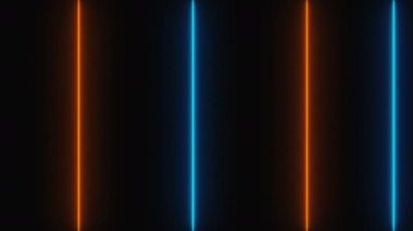 Neon dikey çizgileri olan soyut koyu arkaplan, bilgisayar üretimi. 3d hazırlayıcı