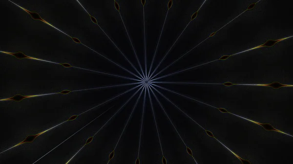 Dunkler abstrakter Computer erzeugte Hintergrund. 3D-Rendering eines Tunnels aus Neonstrahlen mit Highlights — Stockfoto