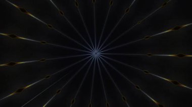 Karanlık soyut bilgisayar tarafından oluşturulmuş bir zemin. Parlak ışıklı neon ışınlarından oluşan bir tünelin 3D görüntülenmesi