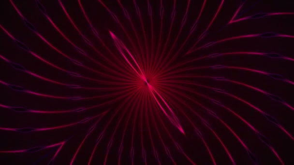 Dunkler abstrakter Computer erzeugte Hintergrund. 3D-Rendering eines Tunnels aus Neonstrahlen mit Highlights — Stockvideo