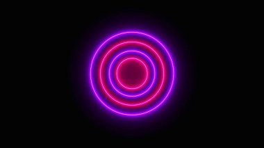 Soyut neon daireler bilgisayar tarafından oluşturulan sonsuz bir tünel oluşturur. Parlak arkaplanın 3d görüntülemesi