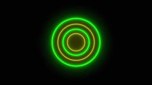 Abstrakte Neonkreise bilden einen endlosen, computergenerierten Tunnel. 3D-Darstellung des hellen Hintergrundes — Stockfoto