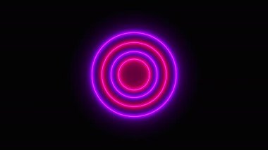 Soyut neon daireler bilgisayar tarafından oluşturulan sonsuz bir tünel oluşturur. Parlak arkaplanın 3d görüntülemesi