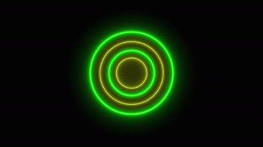 Soyut neon daireler bilgisayar tarafından oluşturulan sonsuz bir tünel oluşturur. Parlak arkaplanın 3d görüntülemesi