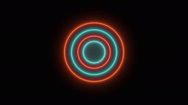 Soyut neon daireler bilgisayar tarafından oluşturulan sonsuz bir tünel oluşturur. Parlak arkaplanın 3d görüntülemesi