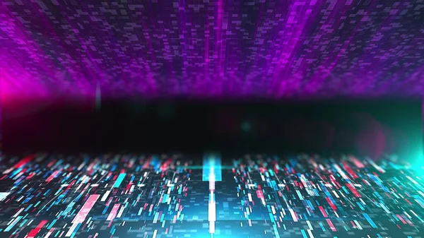 Fondo tecnológico abstracto digital, generado por ordenador. 3d representación dinámica flujo de información. — Foto de Stock