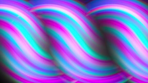 3d haciendo giro abstracto. Fondo líquido. Superficie ondulada hermosa generada por computadora con rayas de gradiente multicolor. — Vídeo de stock