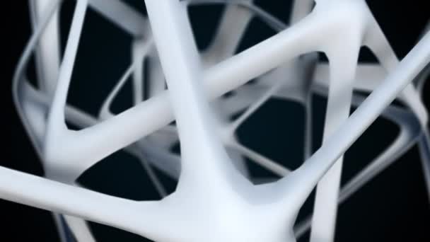 3D-weergave van geometrische lijnen. Polyeder van roosterstructuur. Computergegenereerde technologische achtergrond — Stockvideo