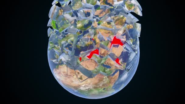 3D-s renderelés virtuális háttér. A számítógép darabokra szedte a Föld bolygót. A kép elemeit a NASA mutatja be — Stock videók