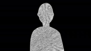 Bilgisayar, karalama dolu basit bir insan silueti oluşturdu. 3d işleme ağı karalama arkaplanı