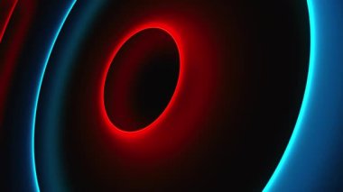 Soyut neon halkalar, bilgisayar üretimi. 3D fütüristik arkaplan yansıması