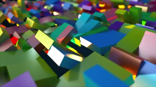 3d representación de la superficie con los rectángulos de colores giratorios. Fondo abstracto generado por ordenador. — Vídeo de stock