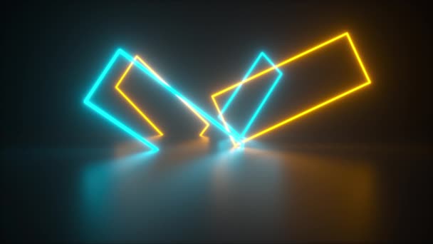 3d render of ultraviolet background from rectangular geometric neon shapes. Computer generated a virtual reality — Stock Video