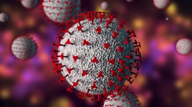 Coronavirus salgını 3D görüntüleme. Bilgisayar tarafından üretilen mikroskop virüsü...